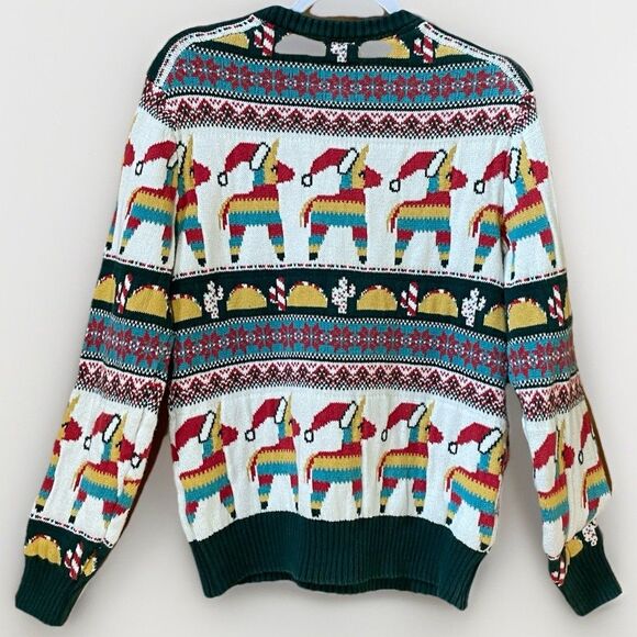 St Johns Bay Ugly Christmas Sweater Reindeer Taco Santa Hat Cotton Mens S Llama - Picture 1 of 10